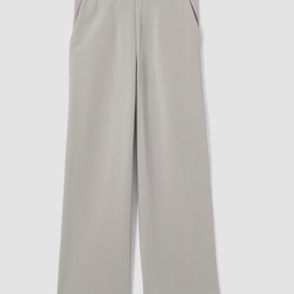 EILEEN FISHER Washable Flex Ponte Wide-Leg Pant, Soft White, Small, NWT